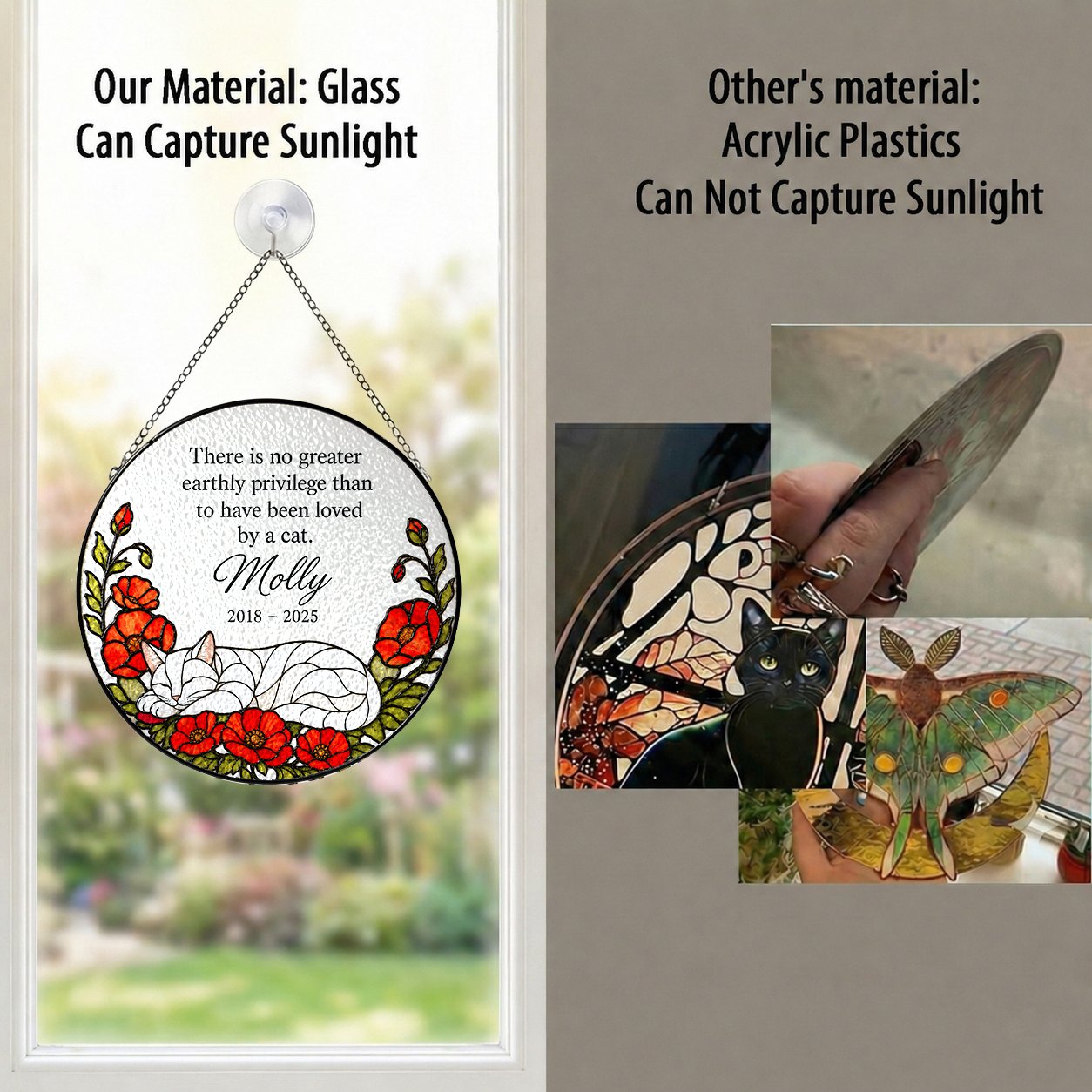 Personalized cat memorial suncatcher view 6