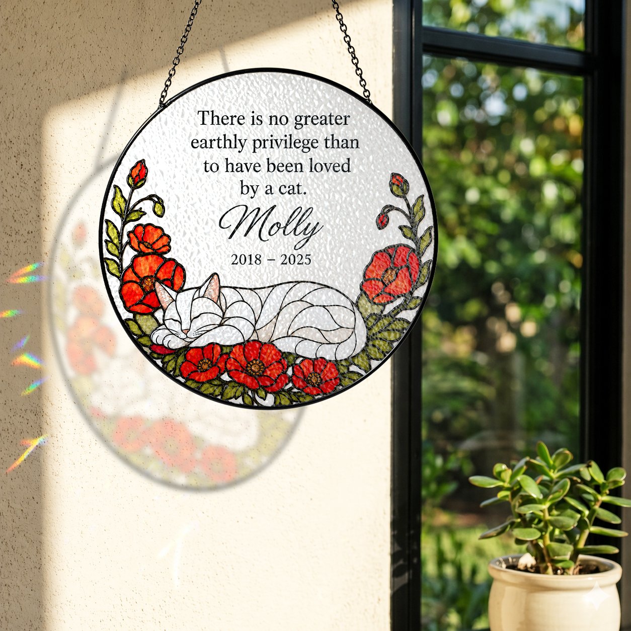 Personalized cat memorial suncatcher view 7