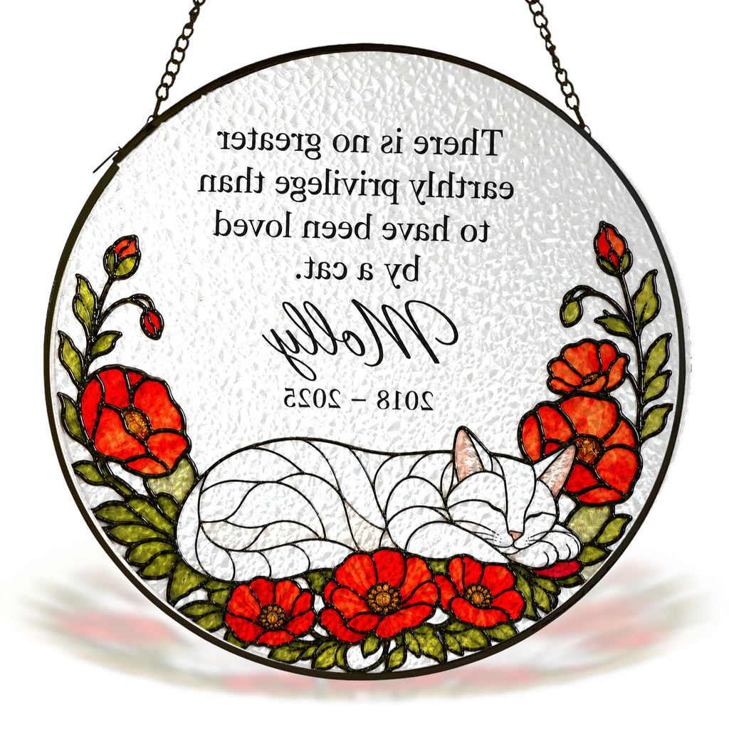 Personalized cat memorial suncatcher view 8