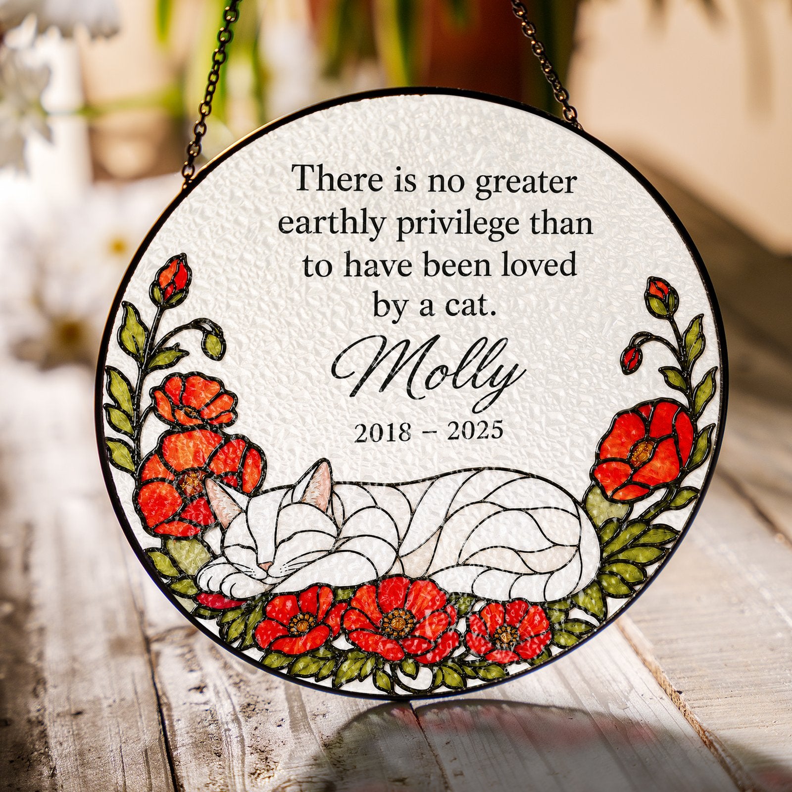 Personalized cat memorial suncatcher view 9