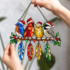 Personalized Christmas Birds with Name Feathers Holographic Acrylic Suncatcher