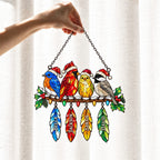 Personalized Christmas Birds with Name Feathers Holographic Acrylic Suncatcher
