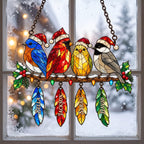 Personalized Christmas Birds with Name Feathers Holographic Acrylic Suncatcher