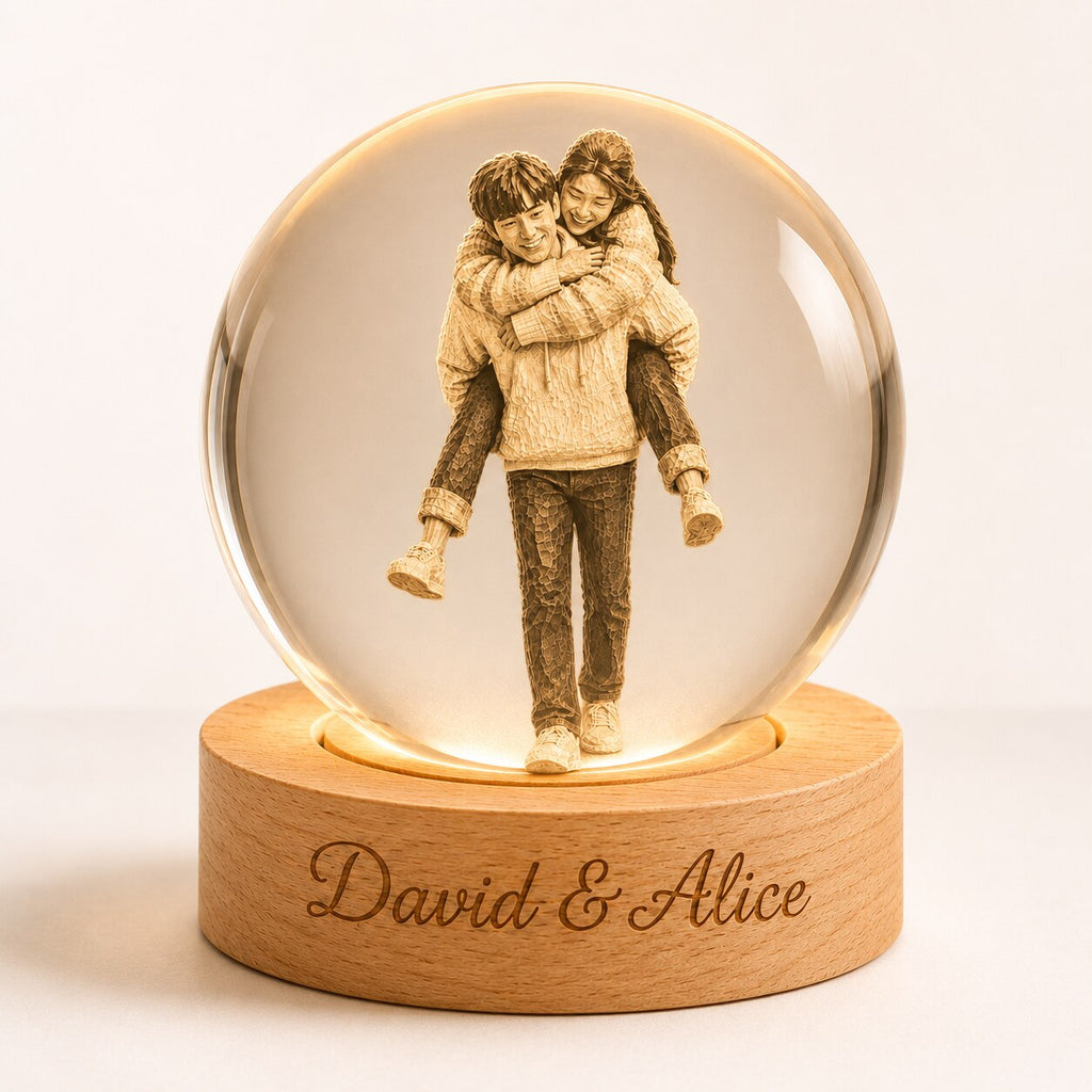 Custom Photo Couple Crystal Ball Night Light