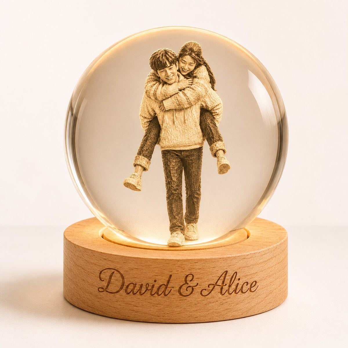 Custom Photo Couple Crystal Ball Night Light