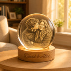 Custom Photo Couple Crystal Ball Night Light