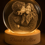 Custom Photo Couple Crystal Ball Night Light