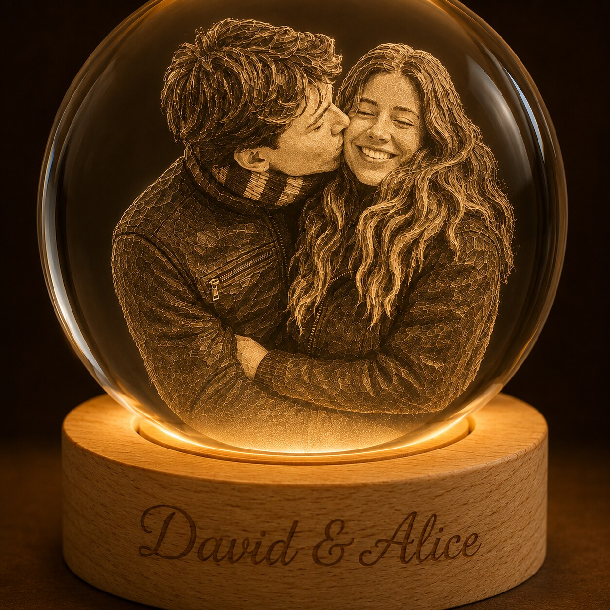 Custom Photo Couple Crystal Ball Night Light