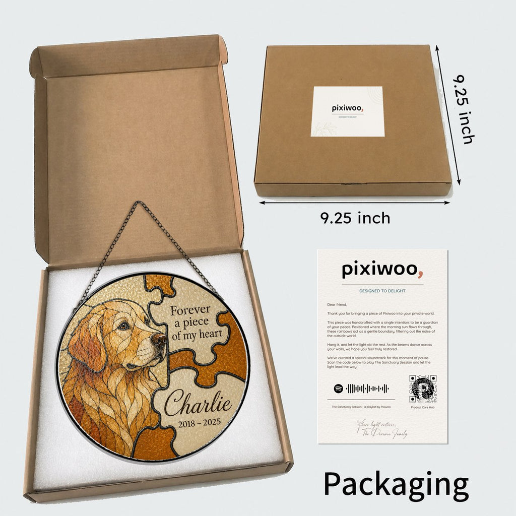 Personalized dog memorial puzzle suncatcher view 3