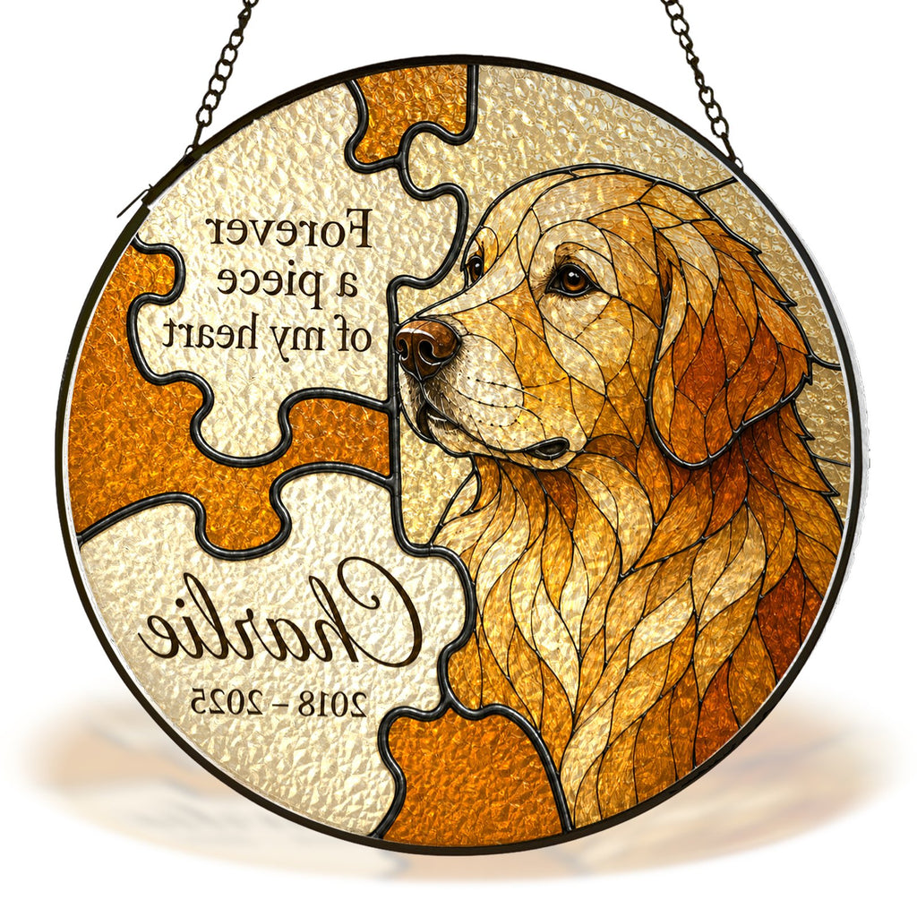 Personalized dog memorial puzzle suncatcher view 8