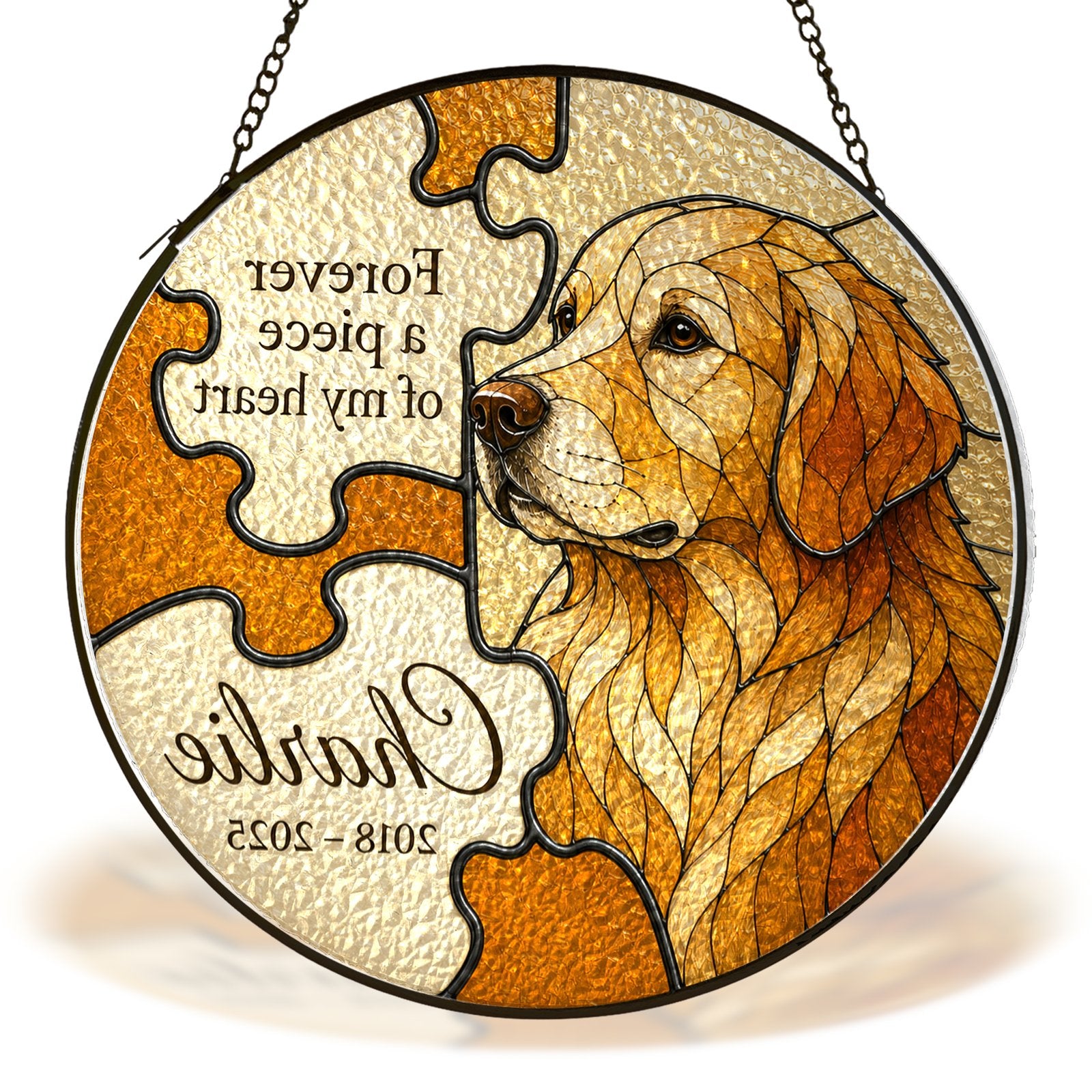 Personalized dog memorial puzzle suncatcher view 8