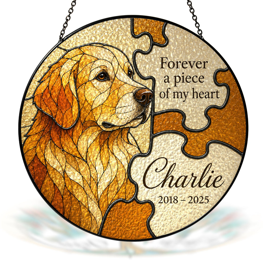 Personalized dog memorial puzzle suncatcher view 10