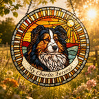 Personalized dog memorial stained glass suncatcher lifestyle