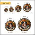 Dog memorial suncatcher size chart with 3.5, 4, 6, 7.8, 9.8, and 11.8 inch options