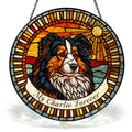 Personalized dog memorial stained glass suncatcher with custom pet portrait and name