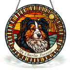 Personalized dog memorial stained glass suncatcher with custom pet portrait and name