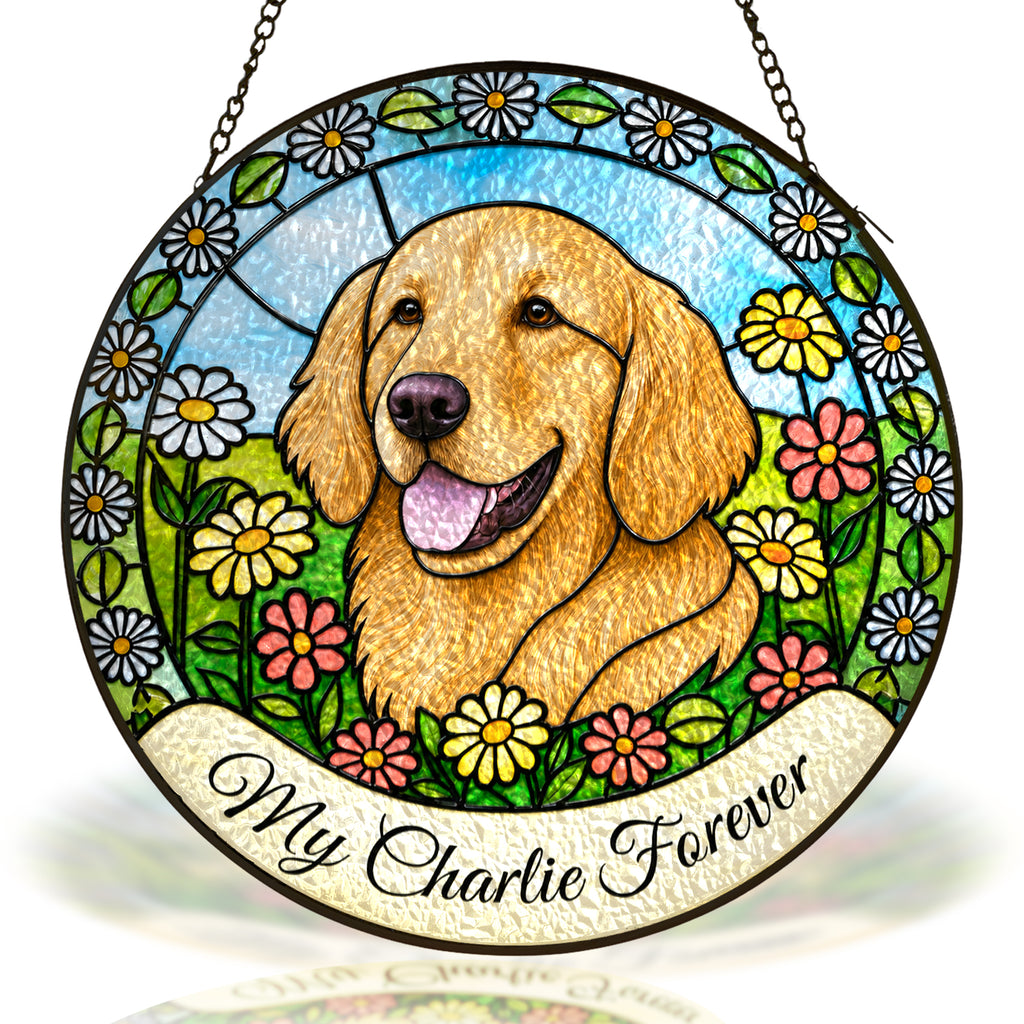 Personalized Dog Memorial Suncatcher on a white background