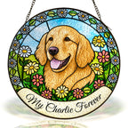 Personalized Dog Memorial Suncatcher on a white background