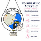 Personalized Engagement Map Heart Frog Couple Holographic Acrylic Suncatcher