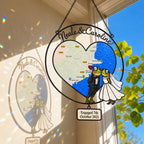 Personalized Engagement Map Heart Frog Couple Holographic Acrylic Suncatcher