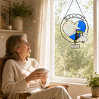 Personalized Engagement Map Heart Frog Couple Holographic Acrylic Suncatcher