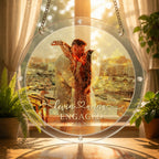 Personalized engagement photo acrylic suncatcher