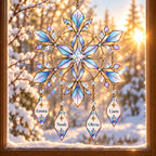 Personalized Family Names Snowflake with Name Drops Holographic Acrylic Suncatcher