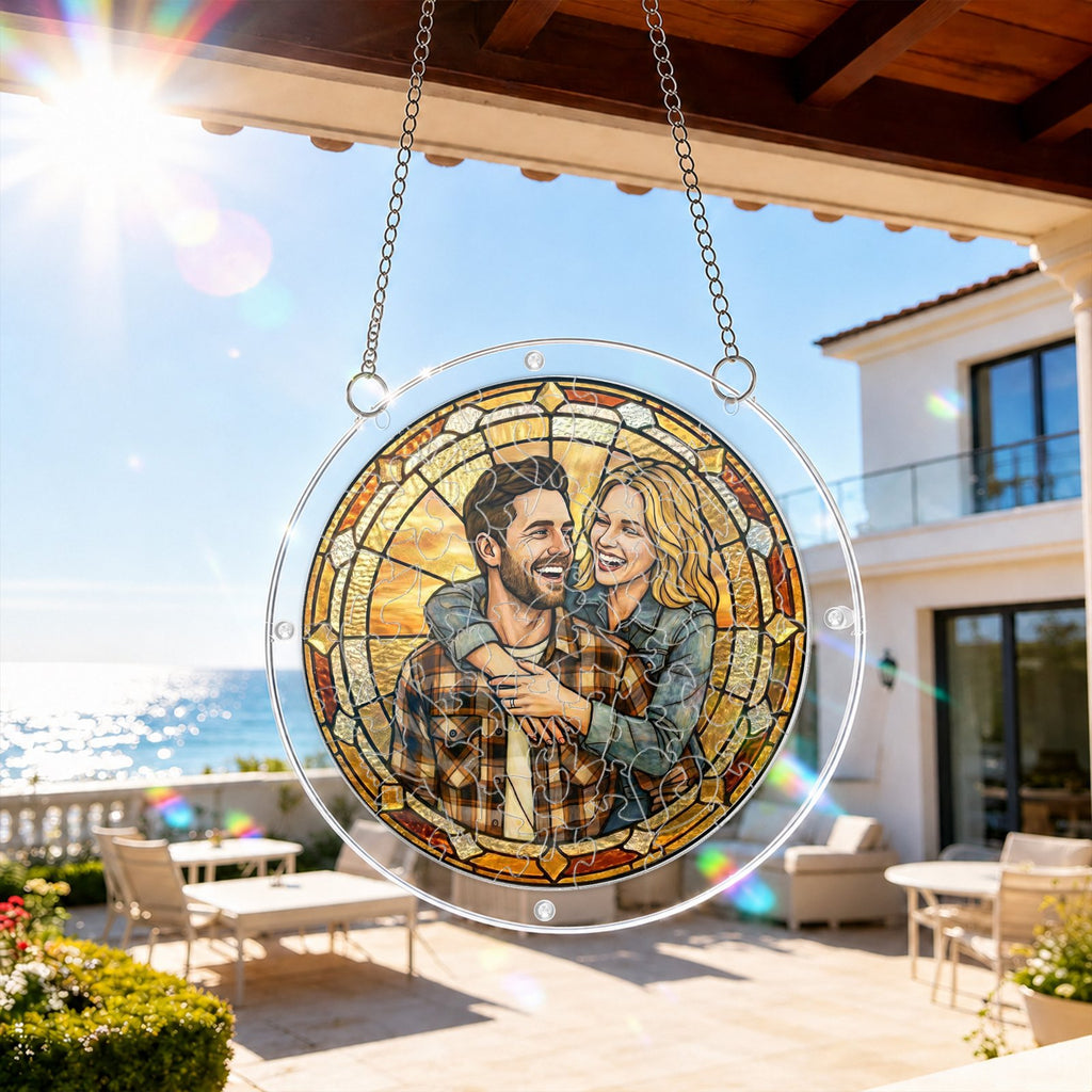 Personalized family photo acrylic suncatcher