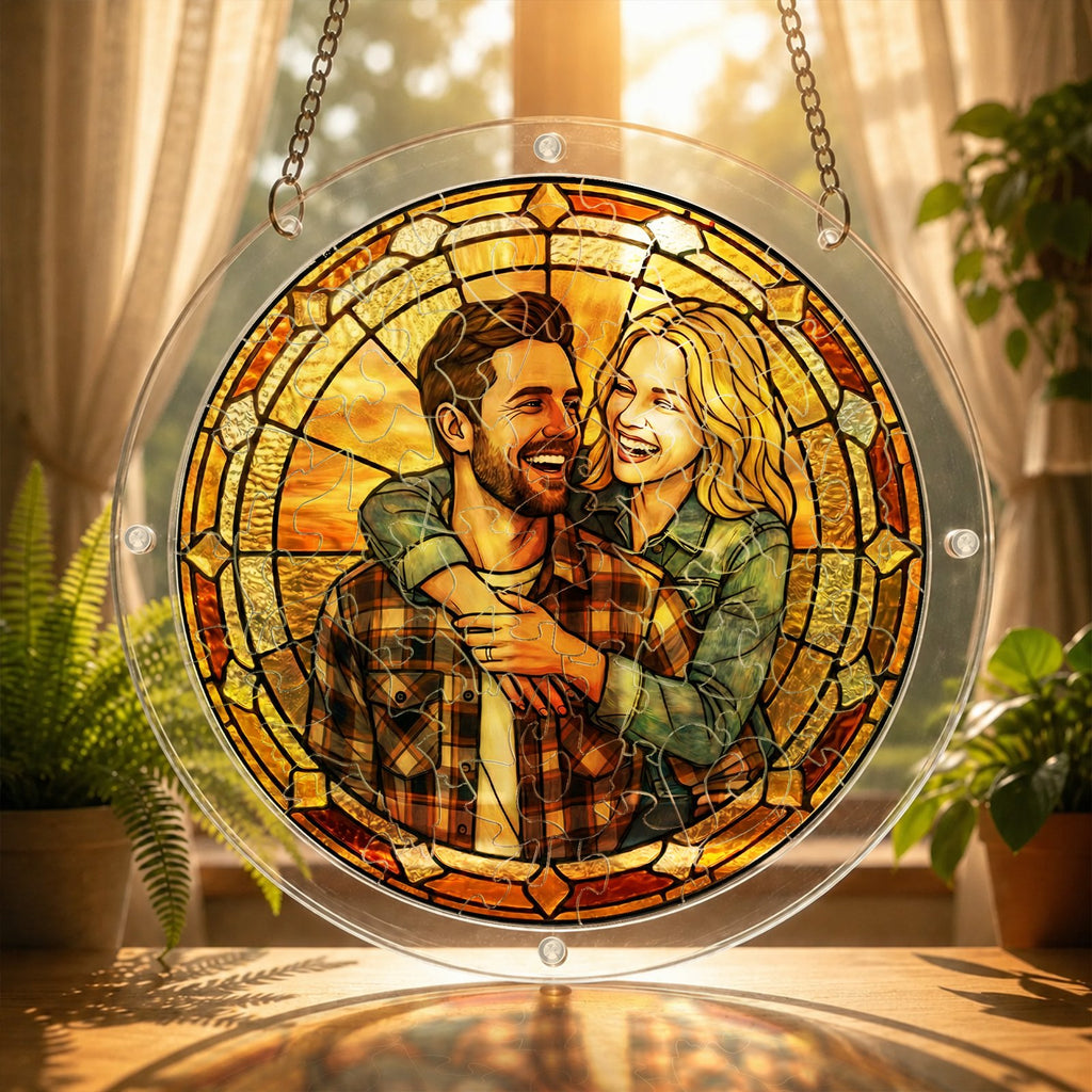 Personalized family photo acrylic suncatcher