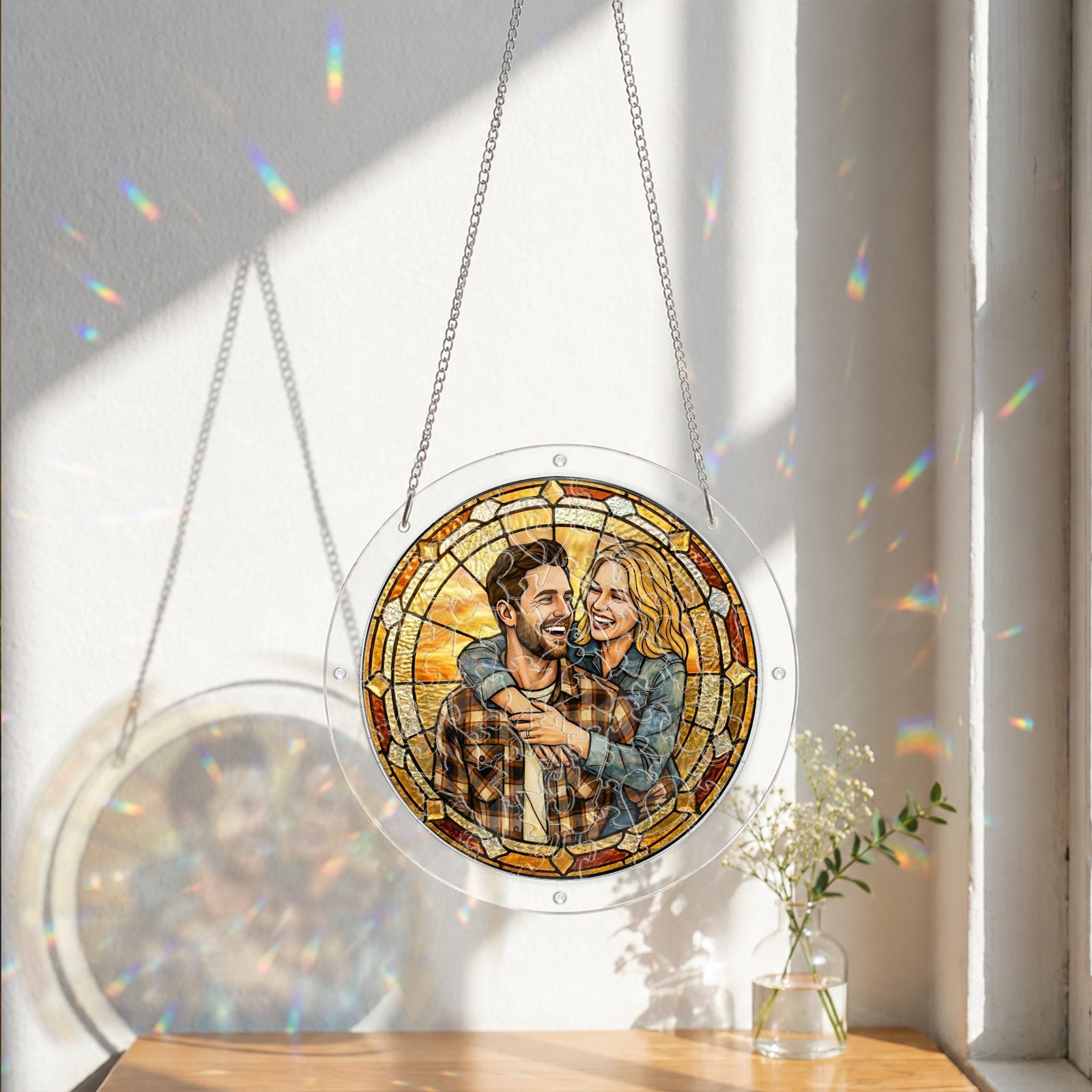 Personalized family photo acrylic suncatcher