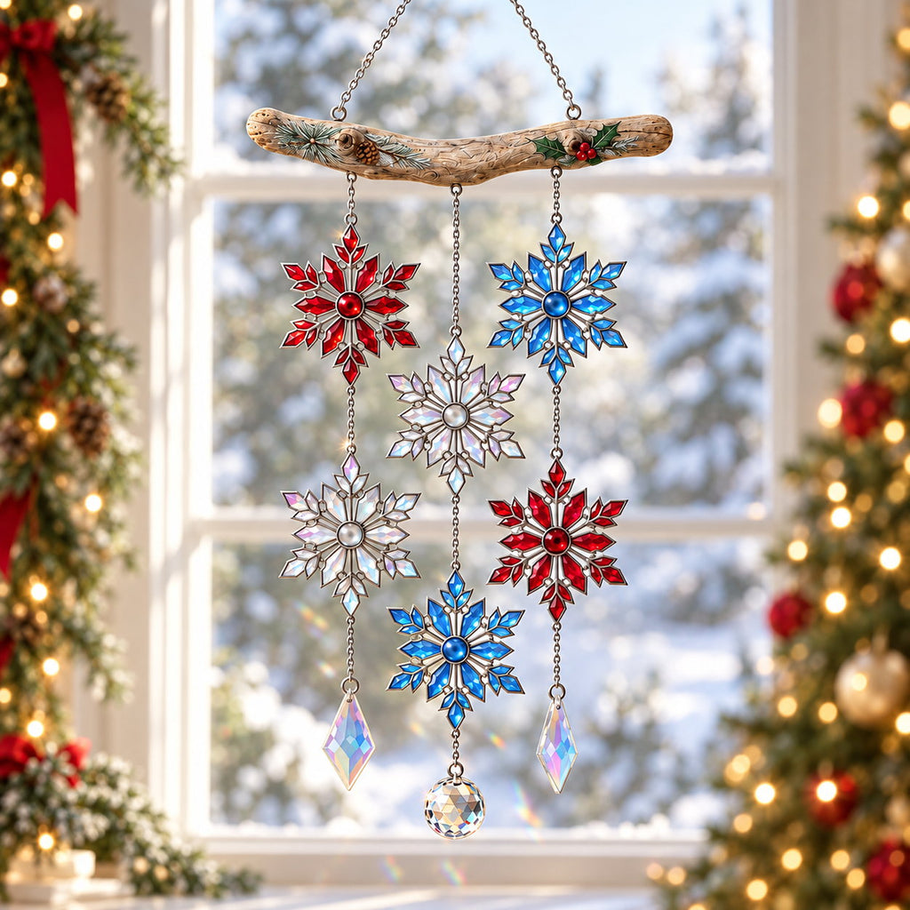Personalized Family Snowflake Mobile Holographic Acrylic Suncatcher