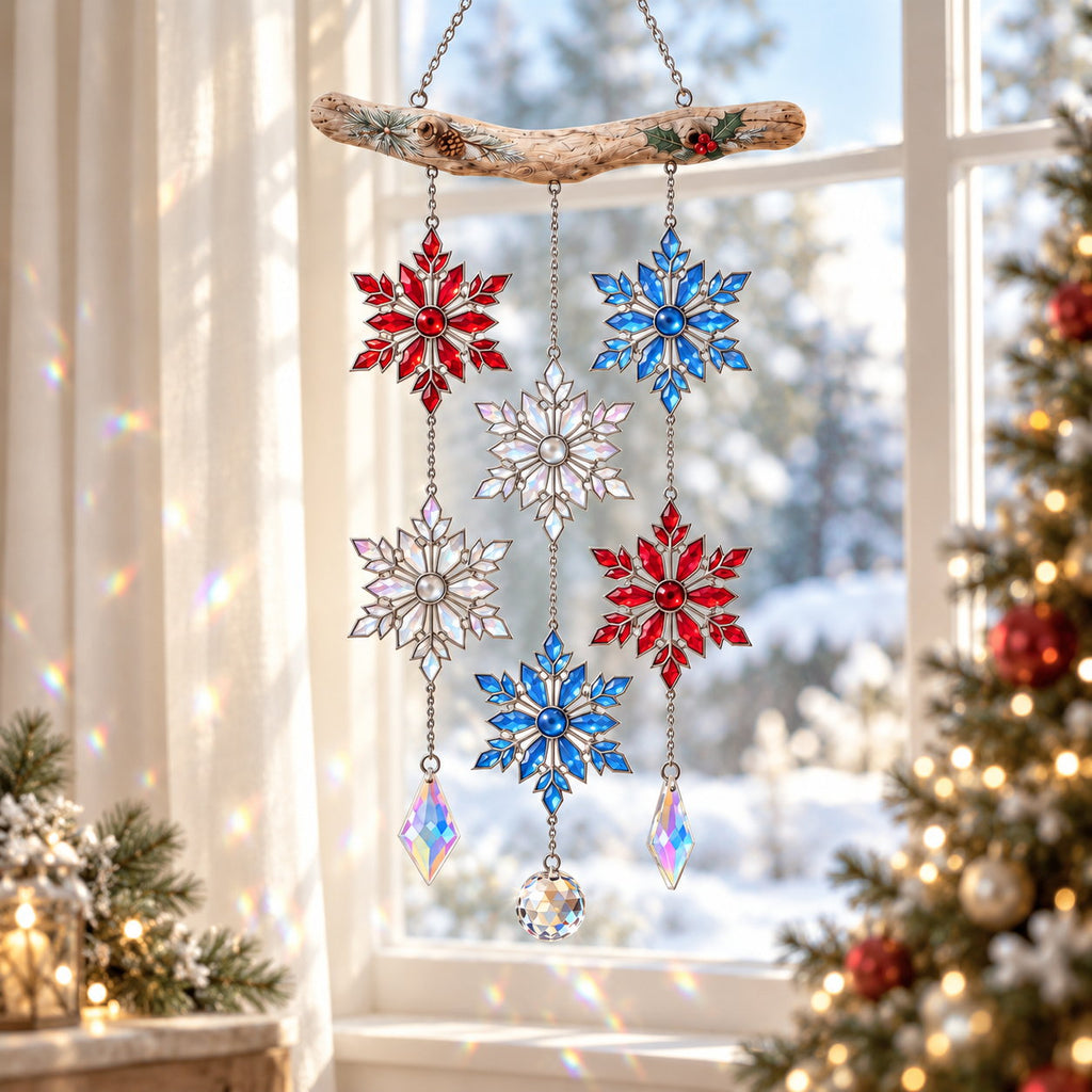 Personalized Family Snowflake Mobile Holographic Acrylic Suncatcher
