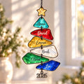 Personalized Family Names Christmas Tree Holographic Acrylic Suncatcher