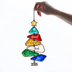 Personalized Family Names Christmas Tree Holographic Acrylic Suncatcher