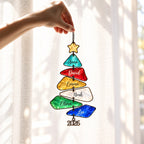 Personalized Family Names Christmas Tree Holographic Acrylic Suncatcher