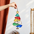 Personalized Family Names Christmas Tree Holographic Acrylic Suncatcher