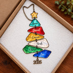 Personalized Family Names Christmas Tree Holographic Acrylic Suncatcher