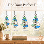 Sea Glass family names Christmas tree suncatcher — 02