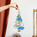 Sea Glass family names Christmas tree suncatcher — 05