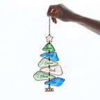 Sea Glass family names Christmas tree suncatcher — 13