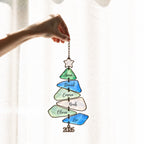 Sea Glass family names Christmas tree suncatcher — 14