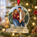 Personalized First Christmas Together Couple Stained Glass Ornament – Mr & Mrs or Names