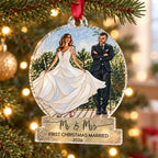 Personalized First Christmas Together Couple Stained Glass Ornament – Mr & Mrs or Names
