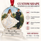 Personalized First Christmas Together Couple Stained Glass Ornament – Mr & Mrs or Names