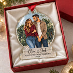 Personalized First Christmas Together Couple Stained Glass Ornament – Mr & Mrs or Names