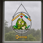 Personalized Our First Home Frog Couple Holographic Acrylic Suncatcher