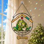 Personalized Our First Home Frog Couple Holographic Acrylic Suncatcher