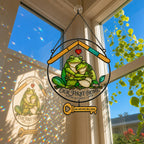 Personalized Our First Home Frog Couple Holographic Acrylic Suncatcher