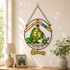 Personalized Our First Home Frog Couple Holographic Acrylic Suncatcher