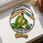 Personalized Our First Home Frog Couple Holographic Acrylic Suncatcher